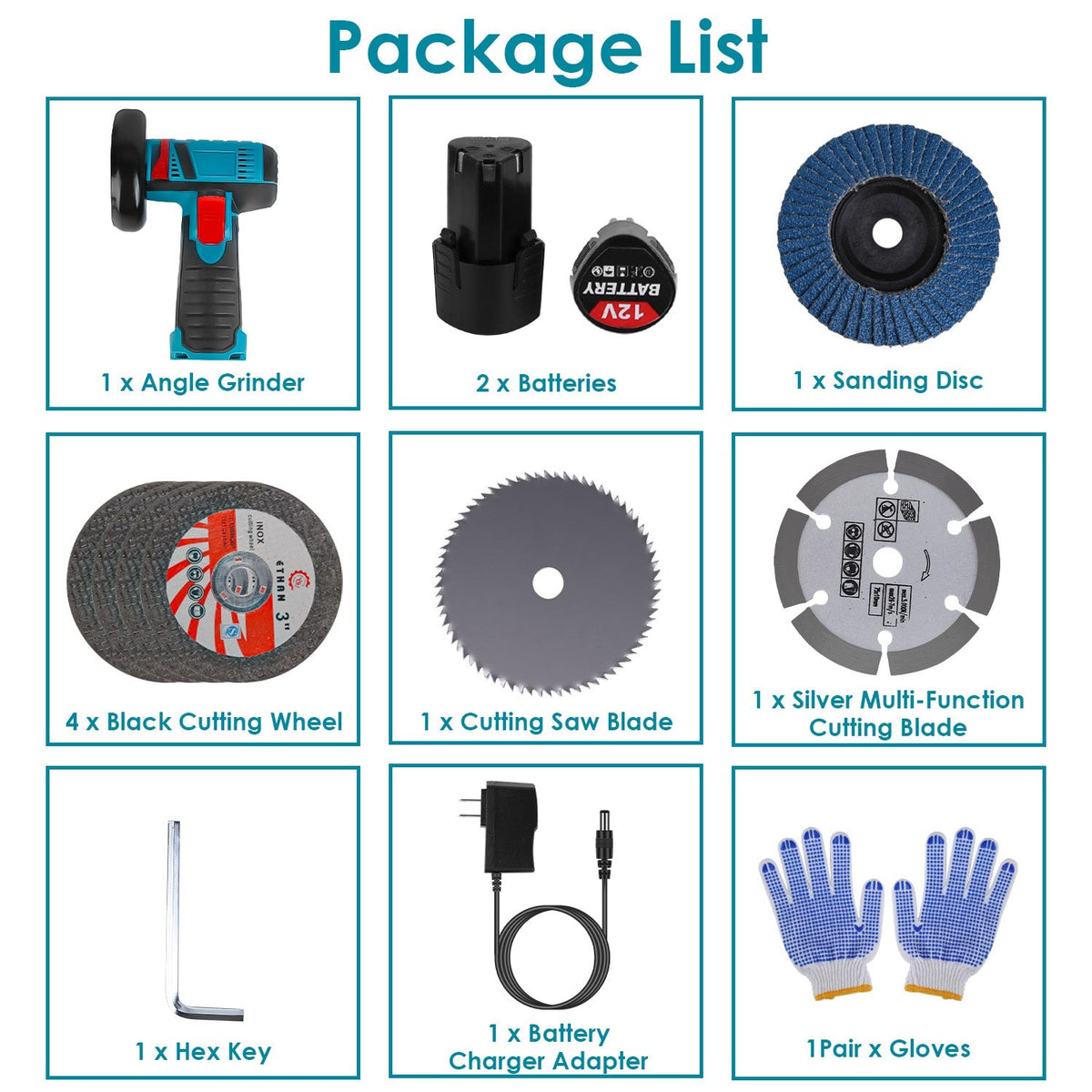 12V Cordless Mini Angle Grinder Kit