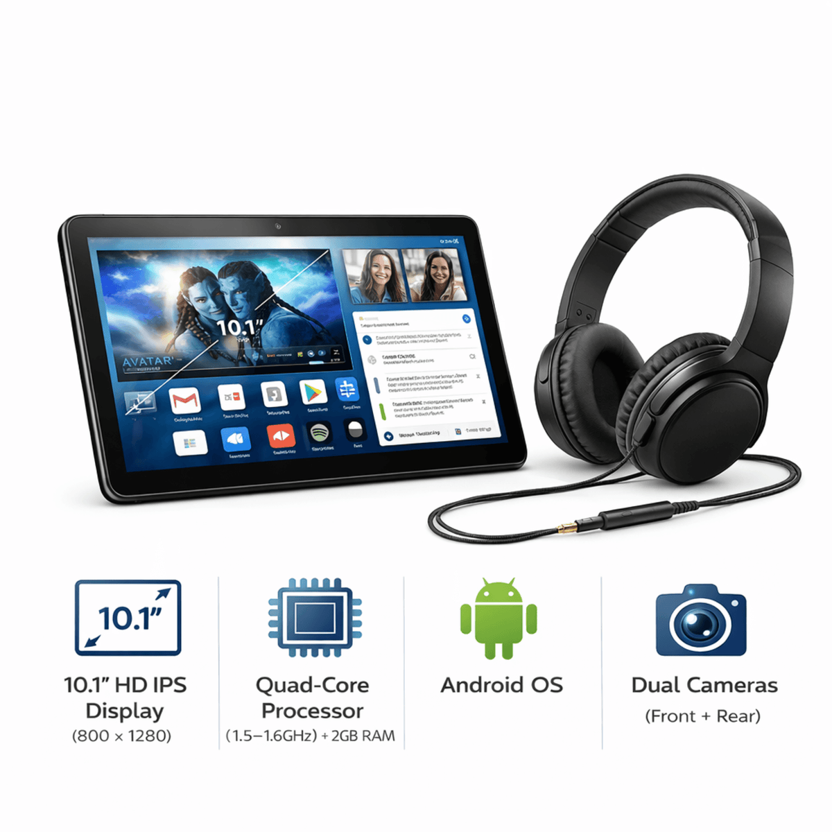 Emerson 10.1-Inch Tablet Bundle with Keyboard & Headphones (Refurbished)