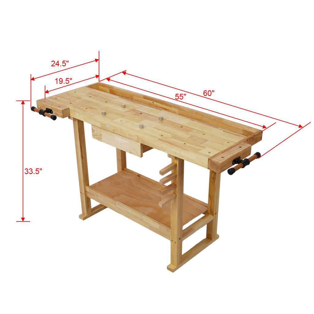 55" Wood Workbench for Garage & Workshop