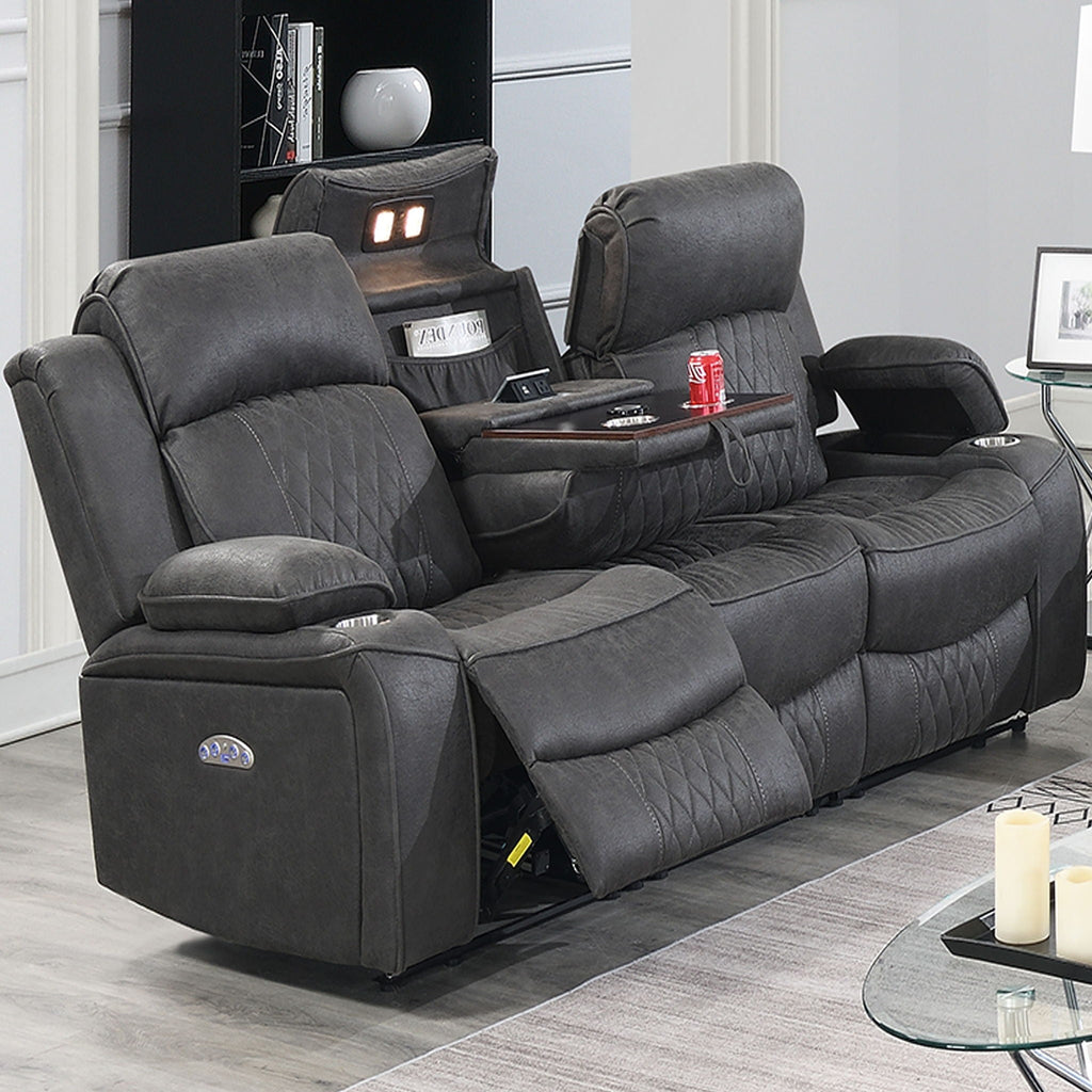 Power Reclining Living Room Set with Adjustable Headrests & USB – Brown or Gray