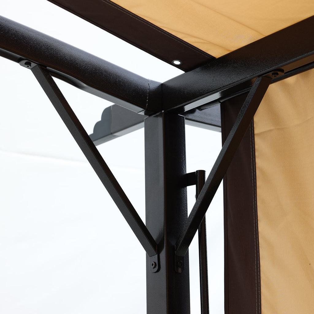 12' x 9' Steel Pergola Gazebo with Retractable Canopy