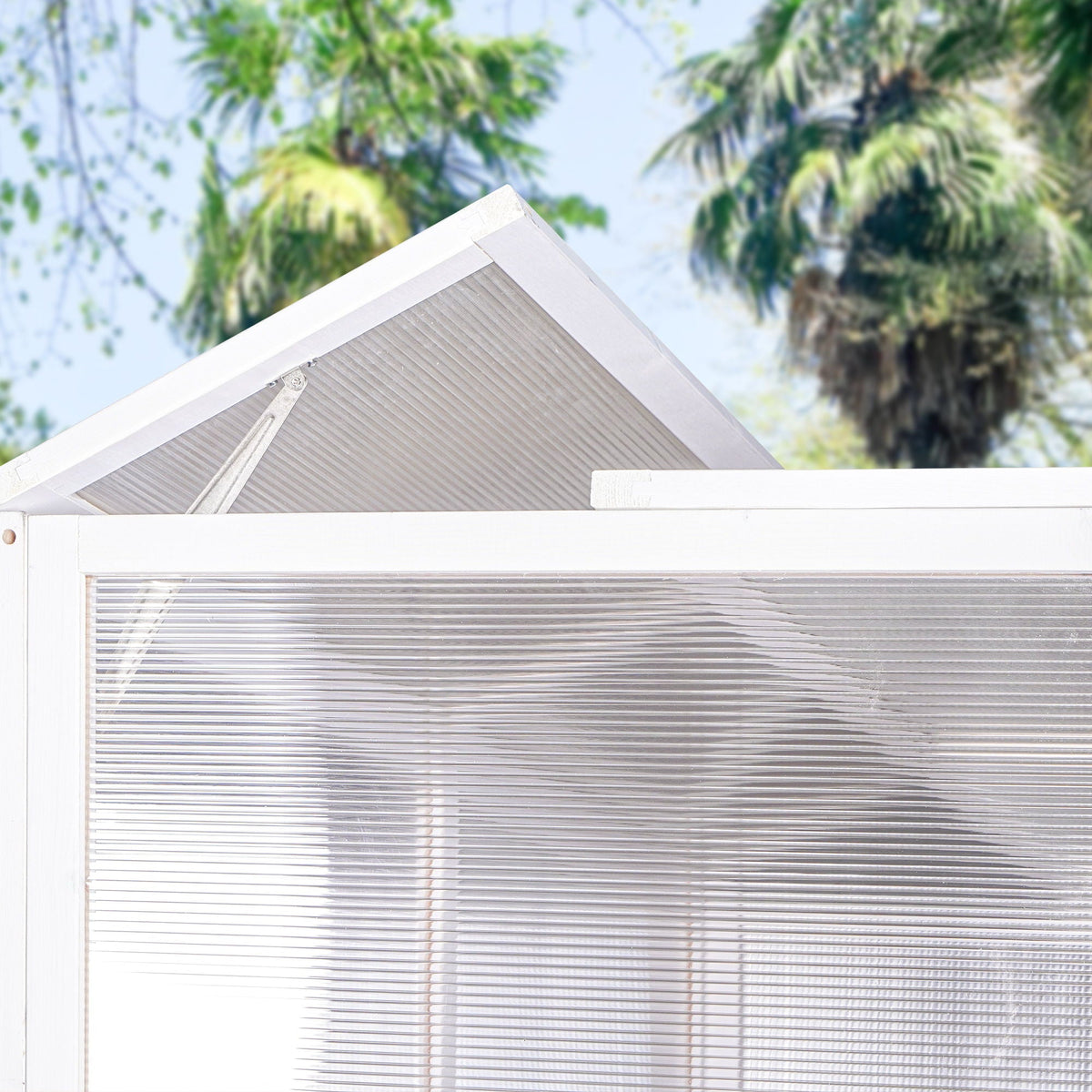 Wooden Lean-To Walk-In Greenhouse – White / Gray