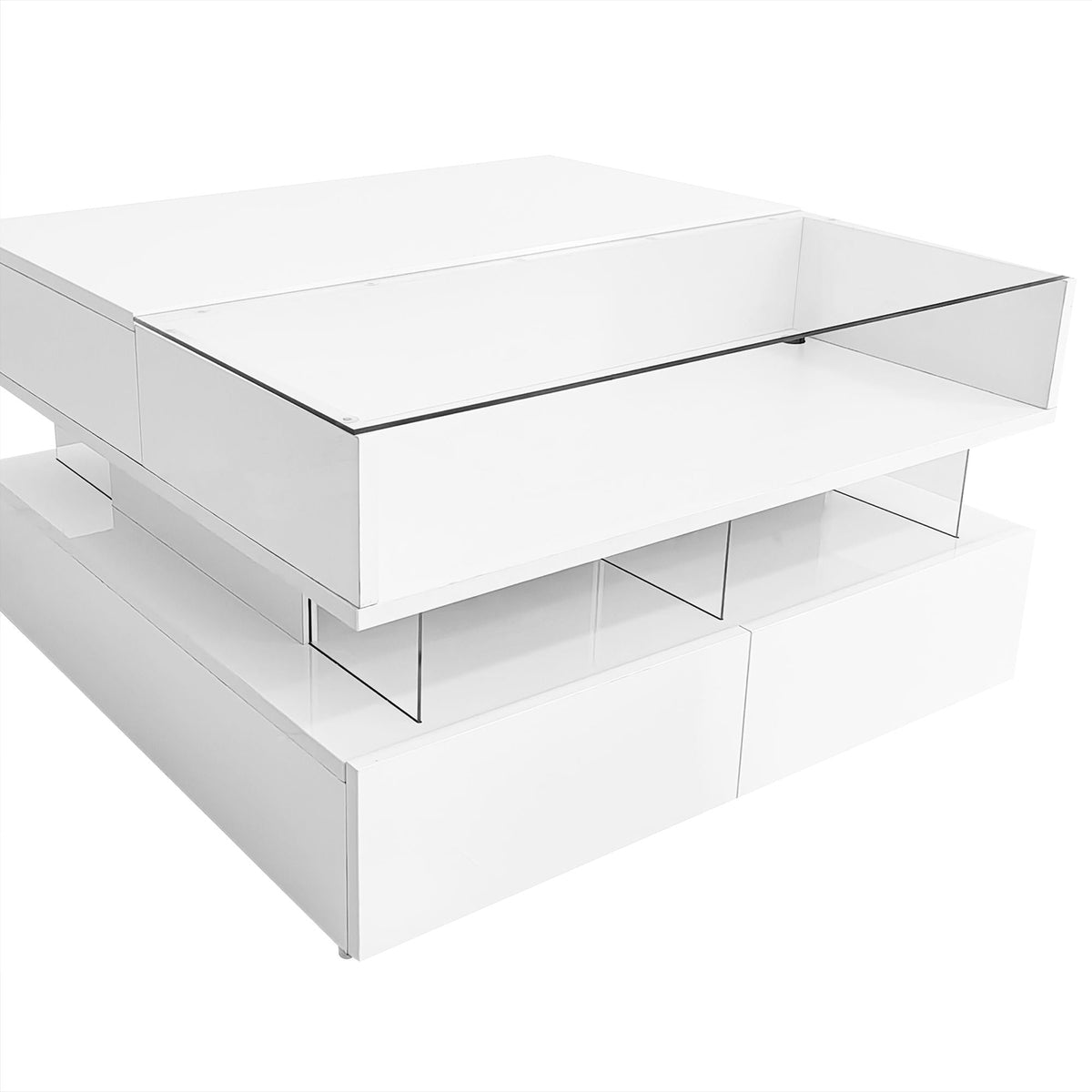 Lift-Top Coffee Table with LED Lighting & Hidden Storage – White