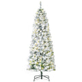 6ft Pre-Lit Snow-Flocked Slim Douglas Fir Christmas Tree with LED Lights