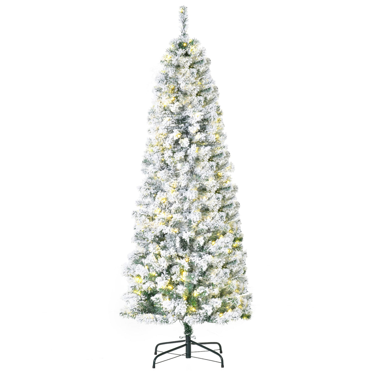 6ft Pre-Lit Snow-Flocked Slim Douglas Fir Christmas Tree with LED Lights