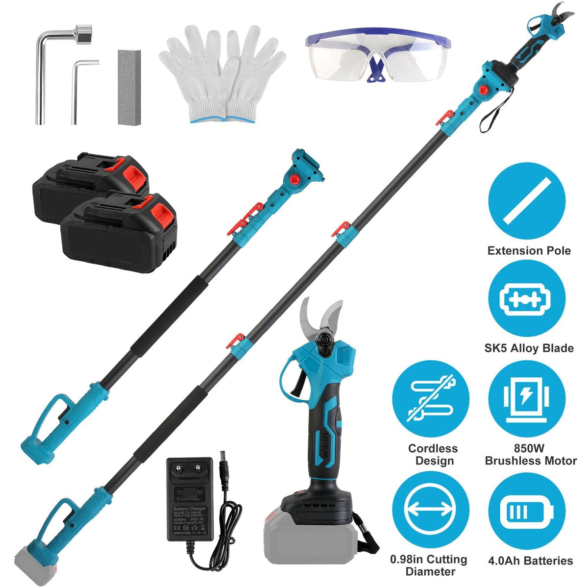 21V Cordless Pruning Shear & 13-ft Extension Pole