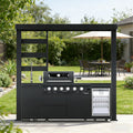 97-Inch Stainless Steel Outdoor Kitchen Grill with Granite Countertops