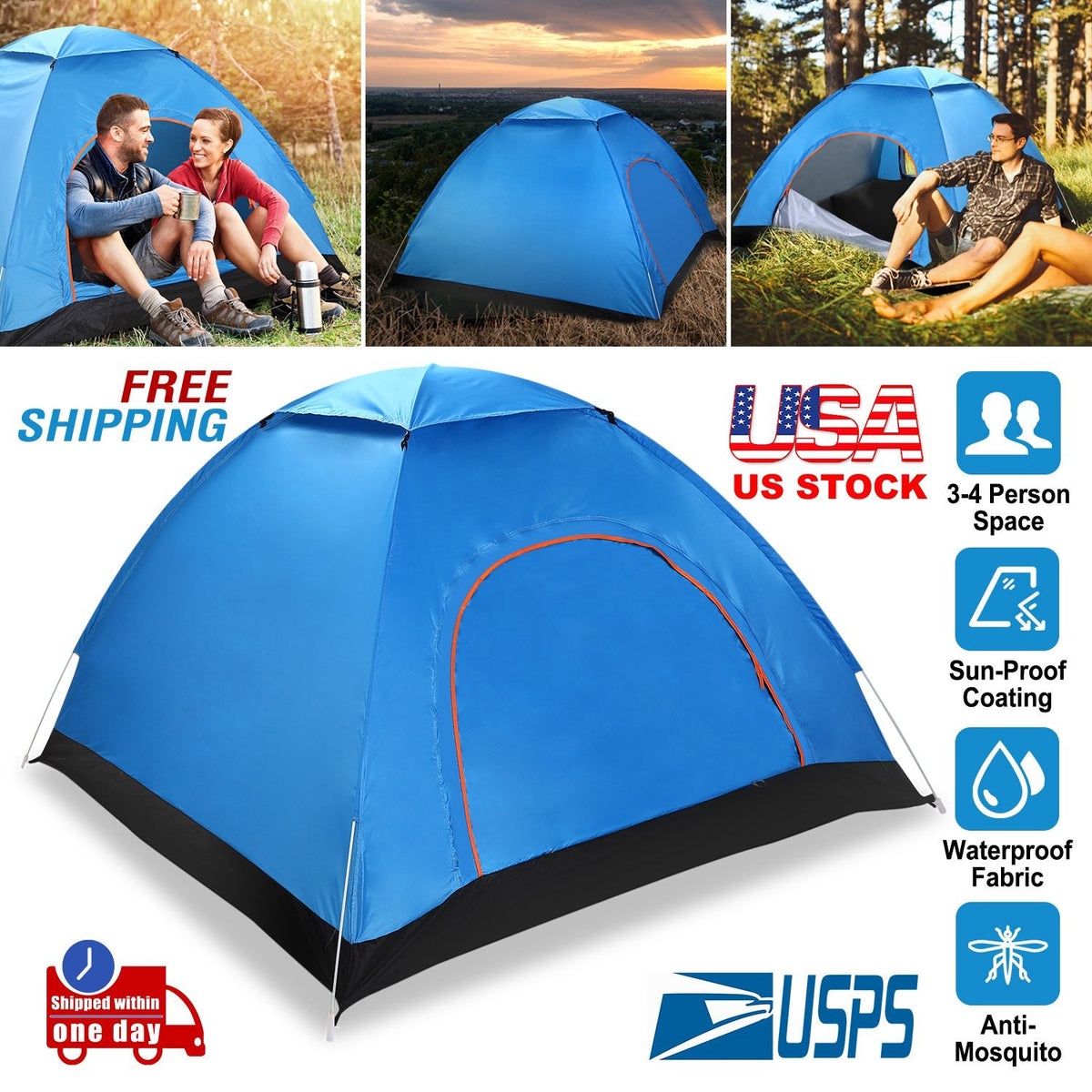 4-Person Instant Pop-Up Camping Tent