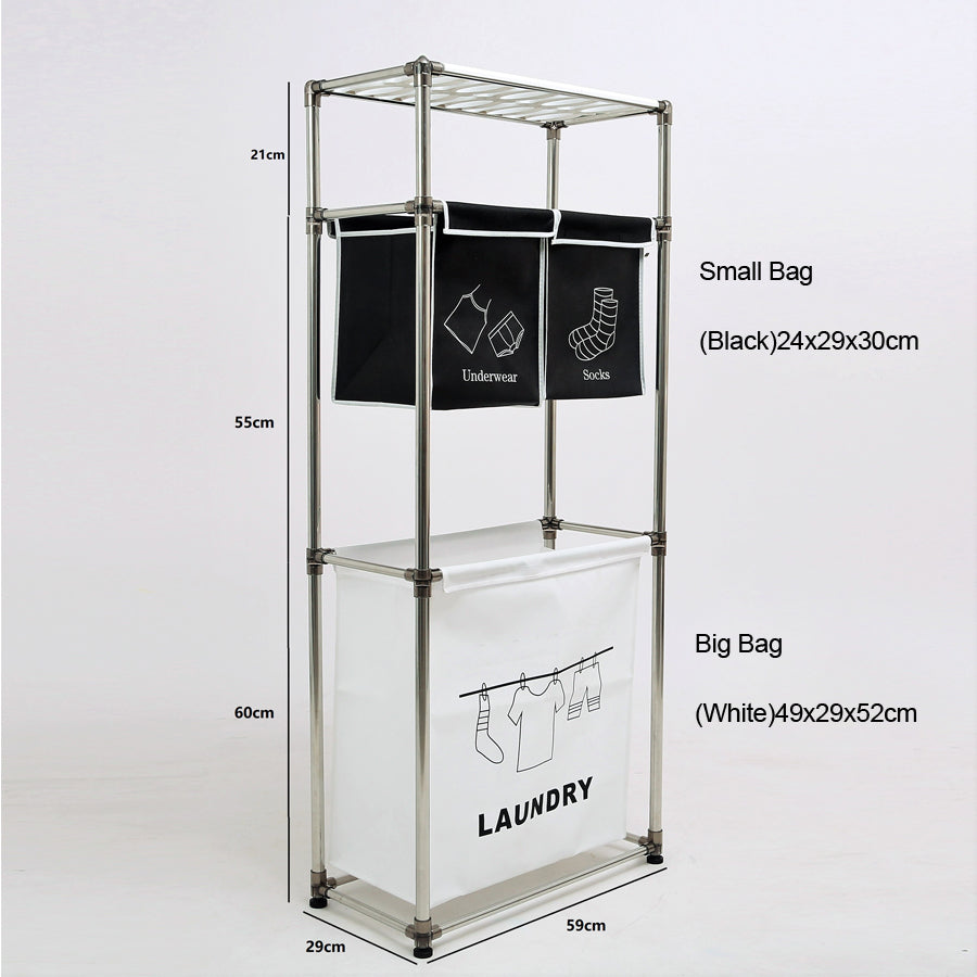 3-Tier Laundry Sorter with 4 Removable Bags