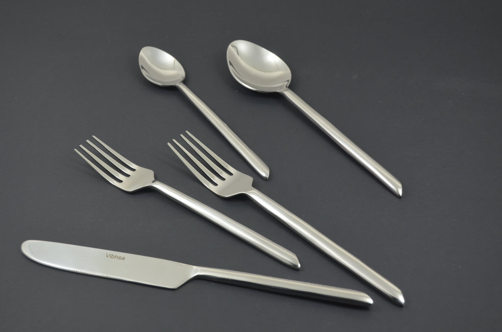 Vibhsa Flatware set of 20 Pieces Silver Design Unique Handle Stainless Steel