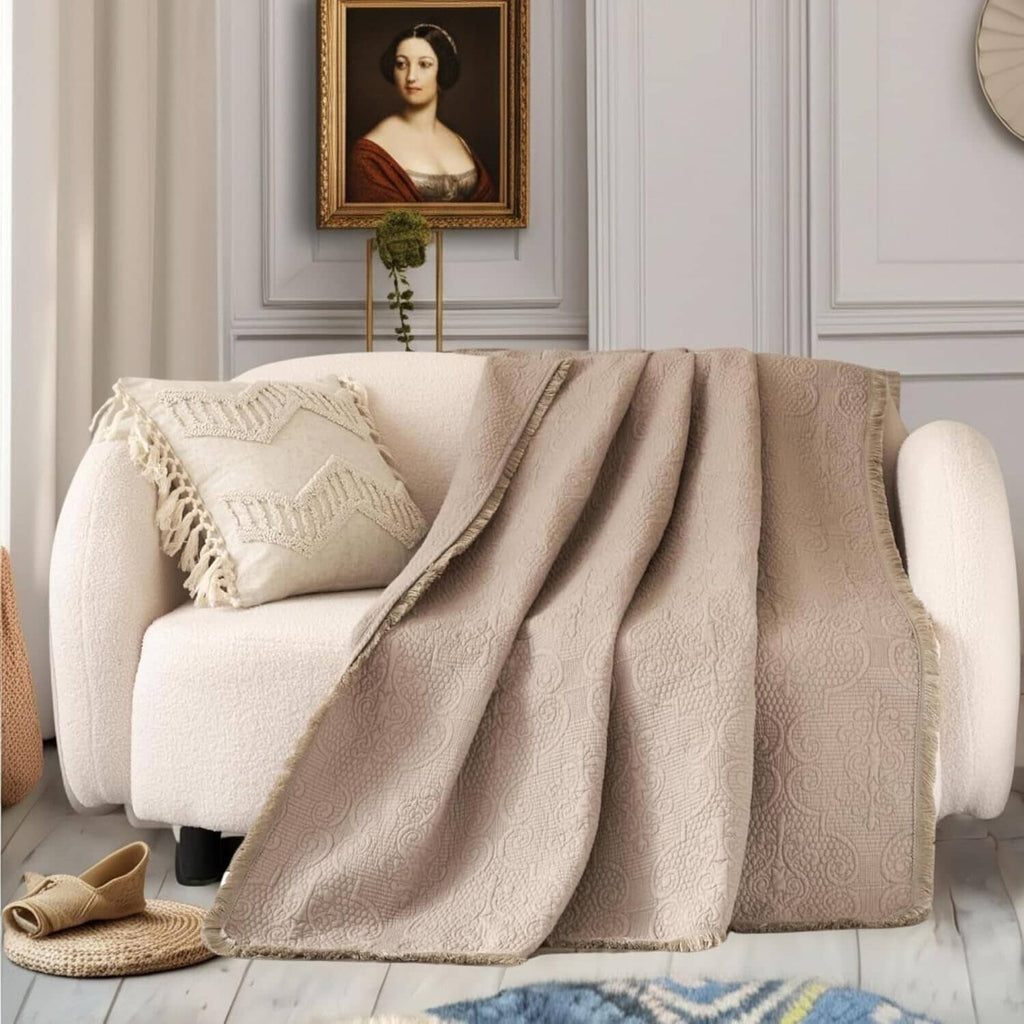 Quilted Cotton Throw Blanket – Sandy Taupe