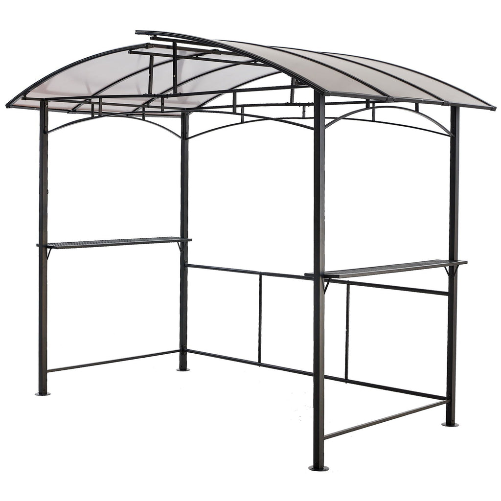 8' x 5' Steel Hardtop Grill Gazebo with Side Shelves
