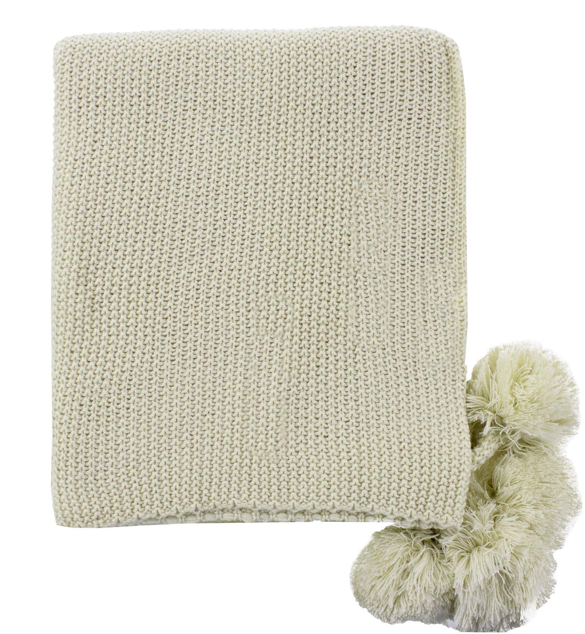 Chunky Knit Pom Throw Blanket