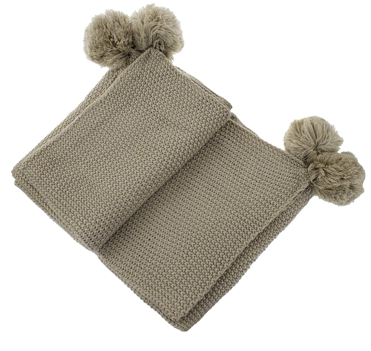 Chunky Knit Pom Throw Blanket