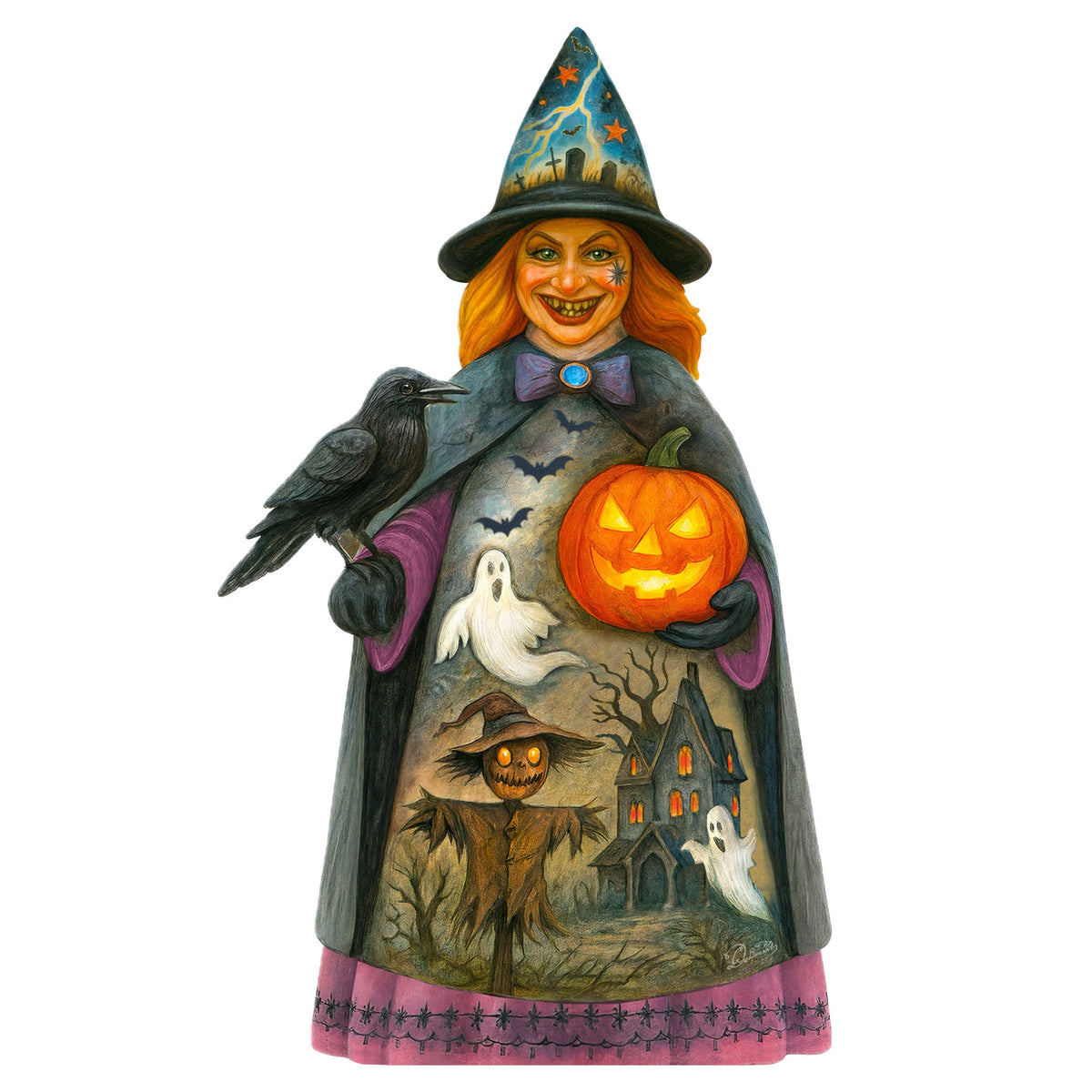 Halloween Witch Freestanding Outdoor Décor – Handcrafted Wooden Yard Display by G. DeBrekht – 8652834F