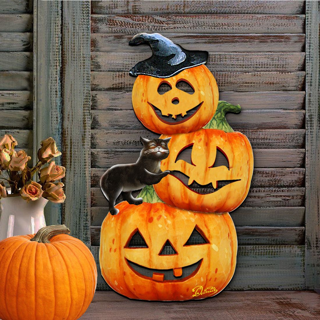 Scary Stacking Pumpkins Halloween Door Decor by G. DeBrekht - Thanksgiving Halloween Decor - 8158415H