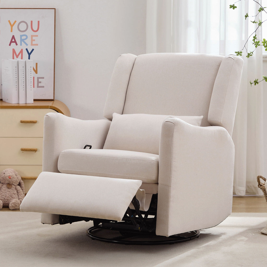 Wide Wingback 360° Swivel Glider Rocker Recliner – Dark Green or Beige