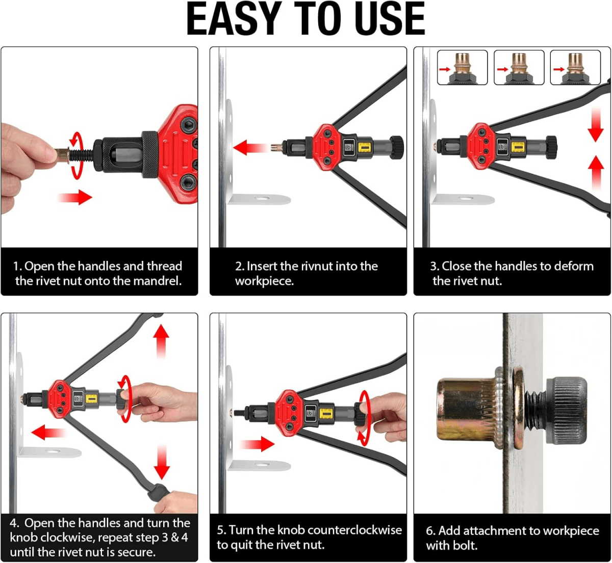16" Rivet Nut Gun Kit with 15 Mandrels
