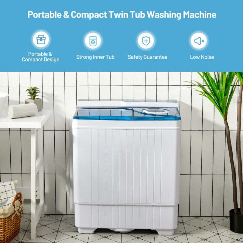 26 lb Portable Twin-Tub Washing Machine with Drain Pump
