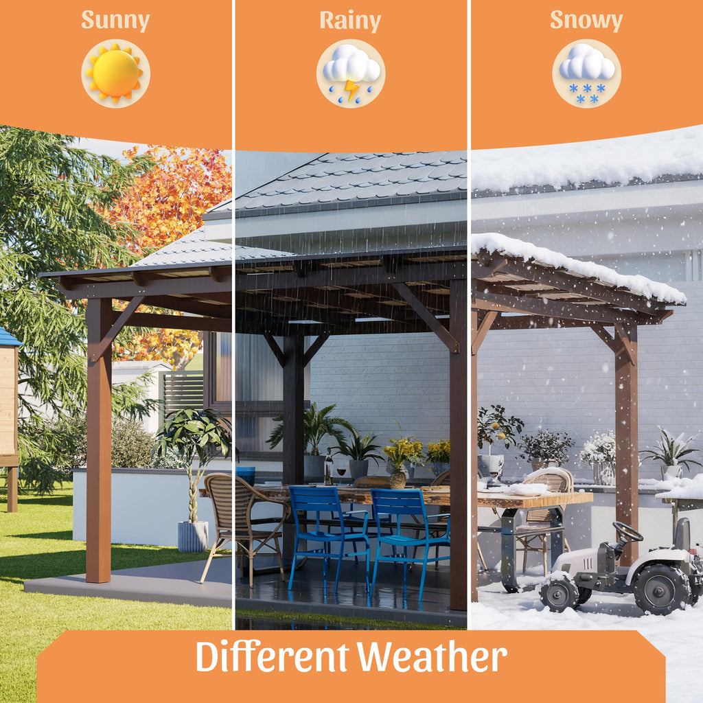 13' x 10' Wooden Garden Gazebo with Metal Roof