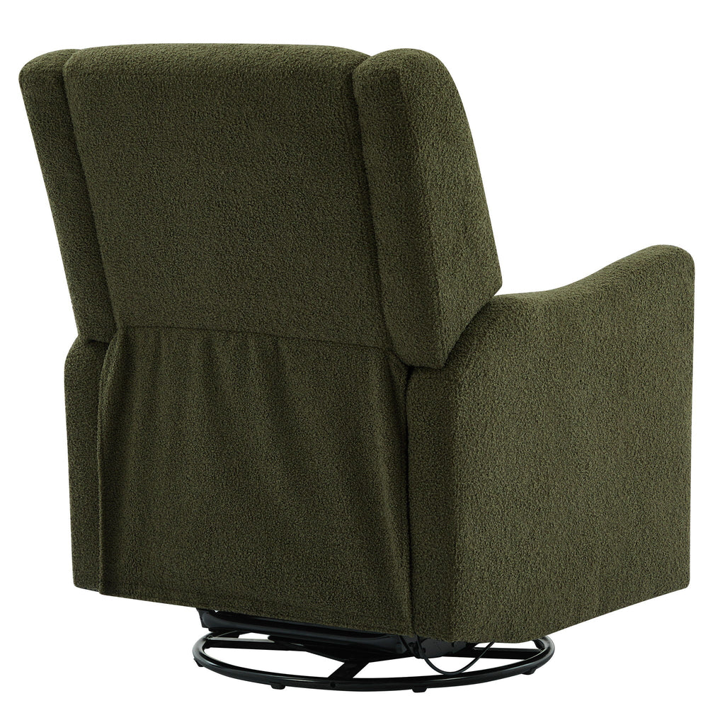 Wide Wingback 360° Swivel Glider Rocker Recliner – Dark Green or Beige