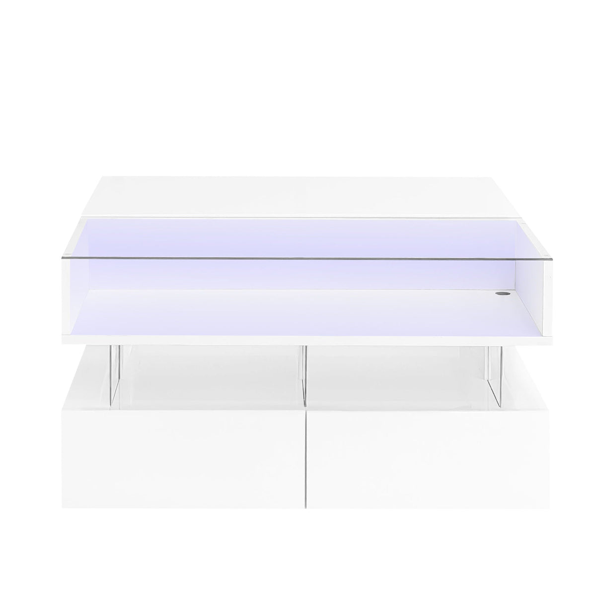 Lift-Top Coffee Table with LED Lighting & Hidden Storage – White