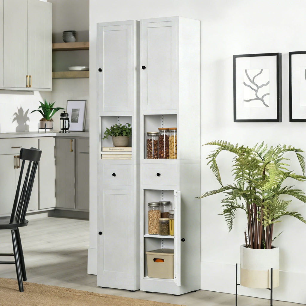Tall Narrow 5-Tier Bathroom Storage Cabinet – White