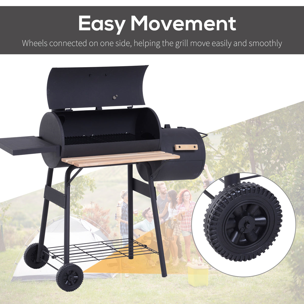 48-Inch Charcoal Grill & Offset Smoker Combo