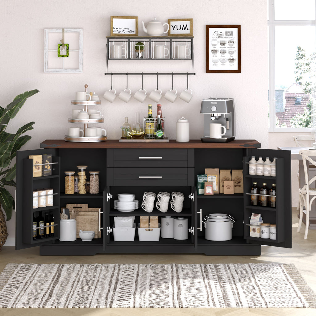 63-Inch Farmhouse Barn-Door Sideboard with Drawers