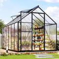 Black Walk-In Polycarbonate Greenhouse with Roof Vents