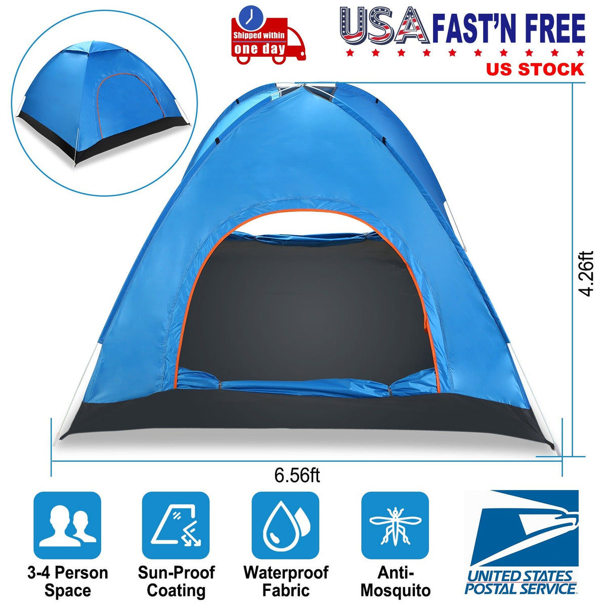 4-Person Instant Pop-Up Camping Tent