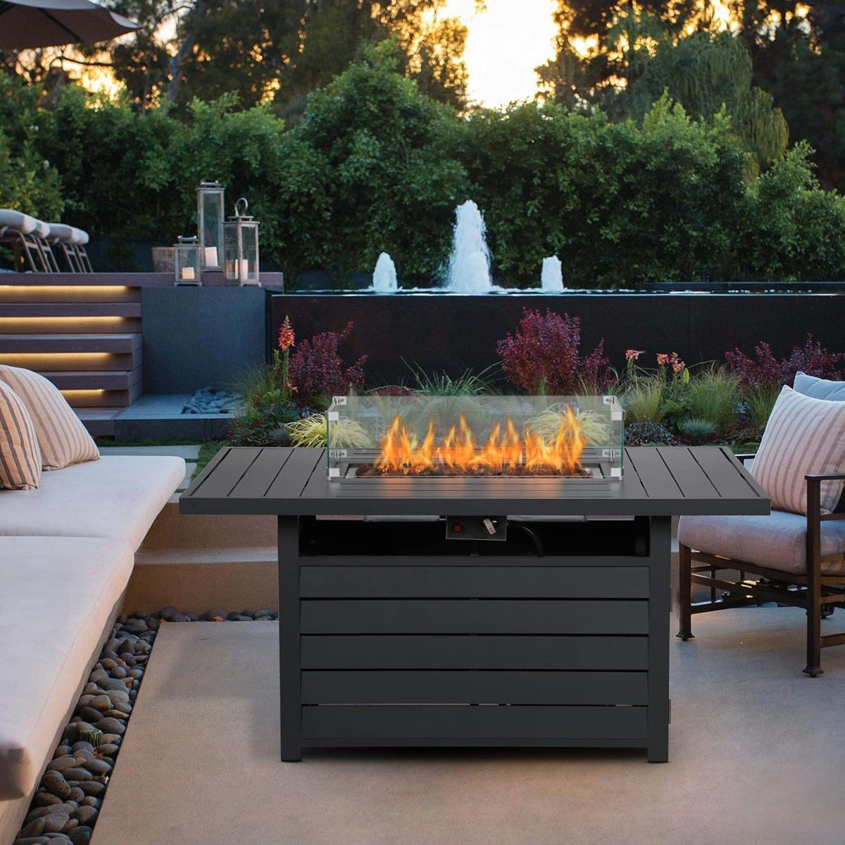 Rectangular Propane Fire Pit Table