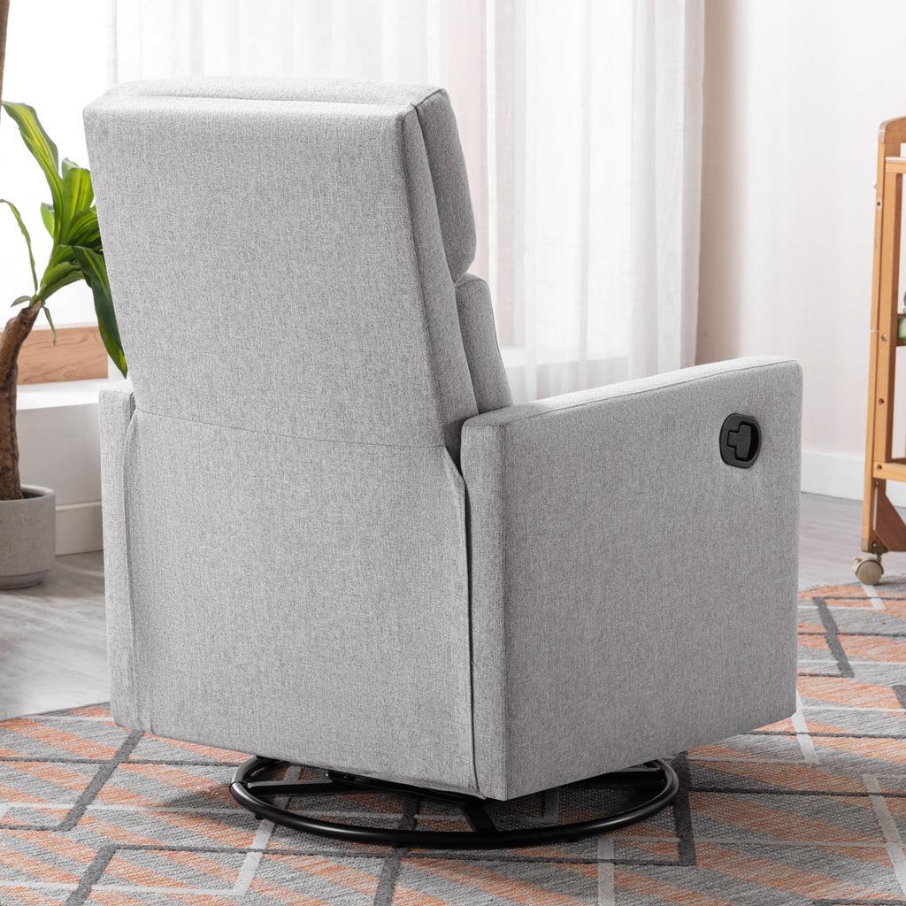 Modern Upholstered Swivel Glider Rocker Recliner – Gray