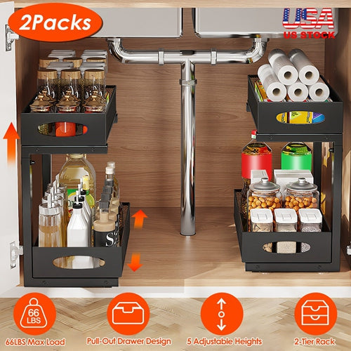 2-Tier Pull-Out Under-Sink Organizer Set