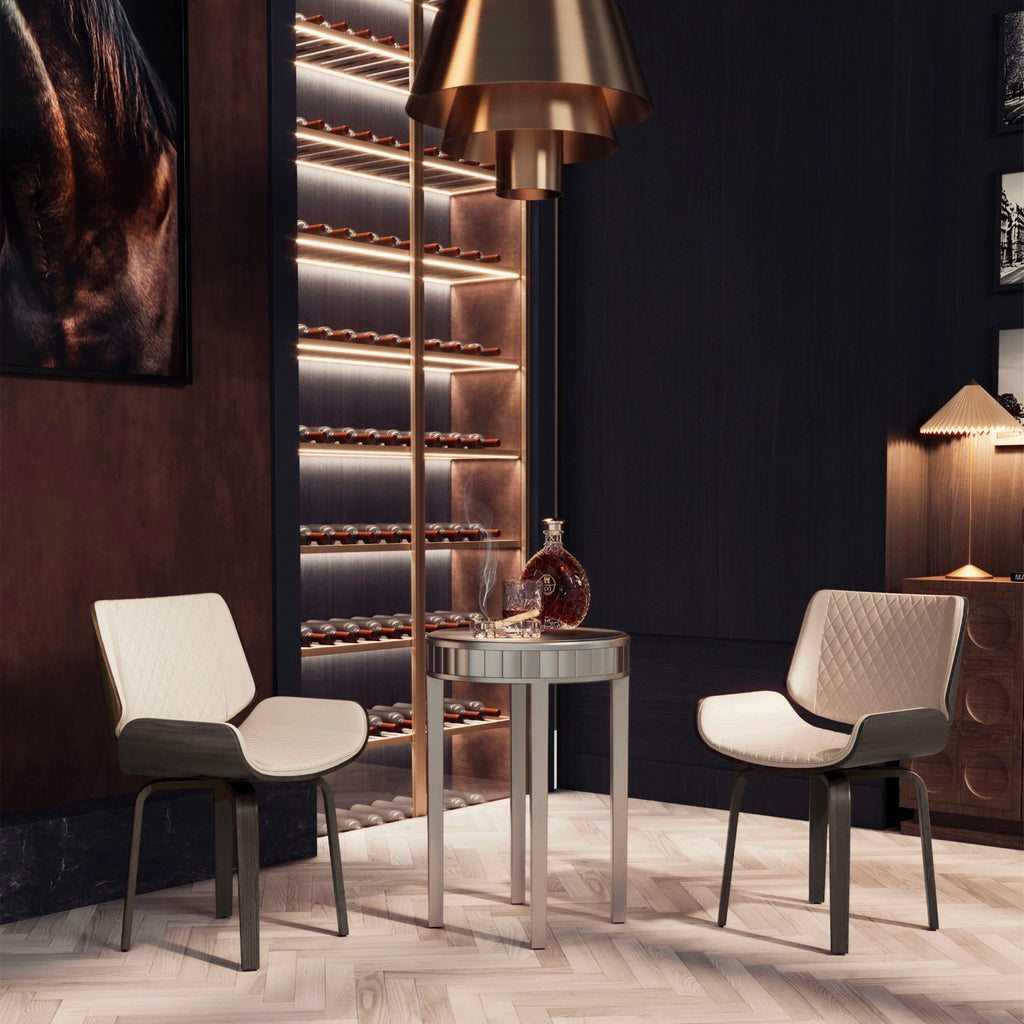 Set of 2 Mid-Century 360° Swivel Dining Chairs – Beige