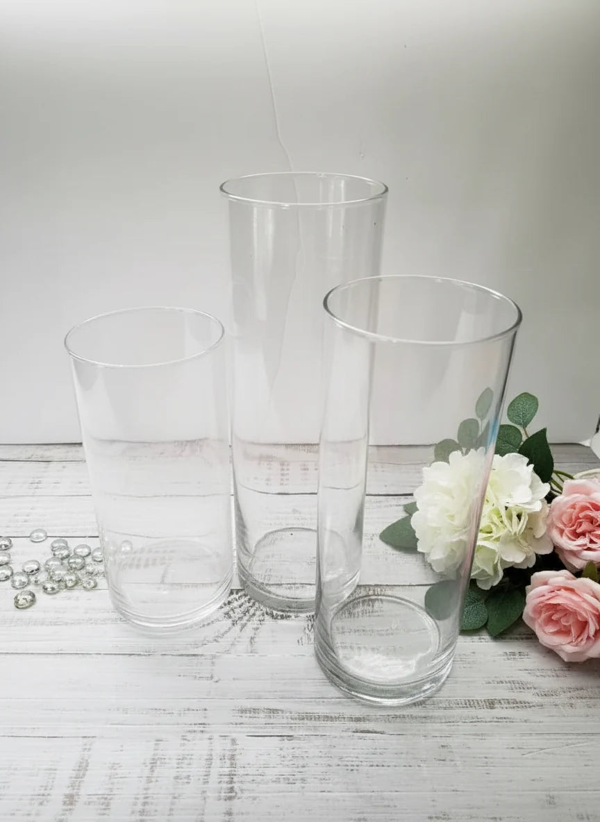 Glass Cylinder Pillar Candle Holders – Set of 3