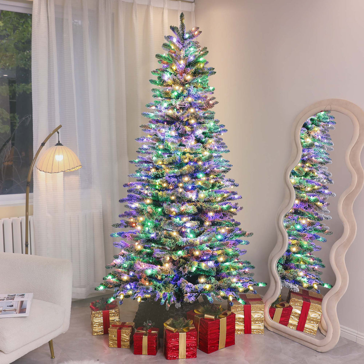 Pre-Lit Mountain Pine Artificial Christmas Tree with 500 LED Lights - 7.5 ft