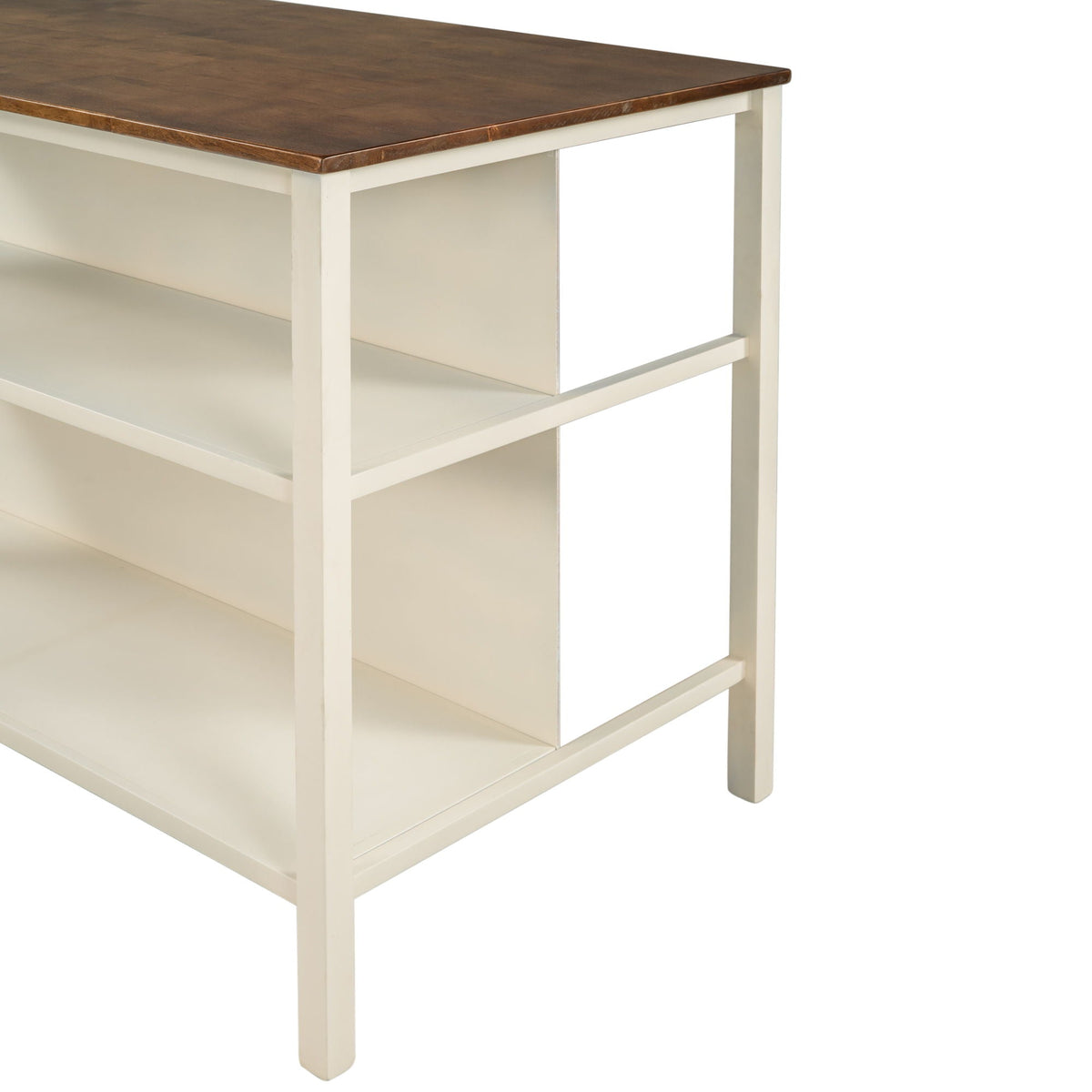 3-Piece Rustic Kitchen Island & Stool Set – Light Brown