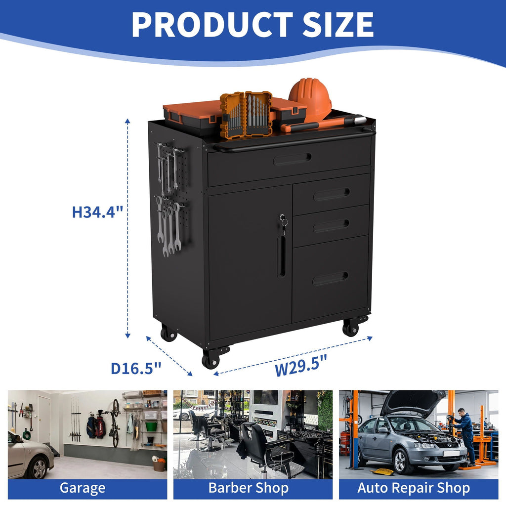 Heavy-Duty Rolling Tool Cabinet with Lockable Doors