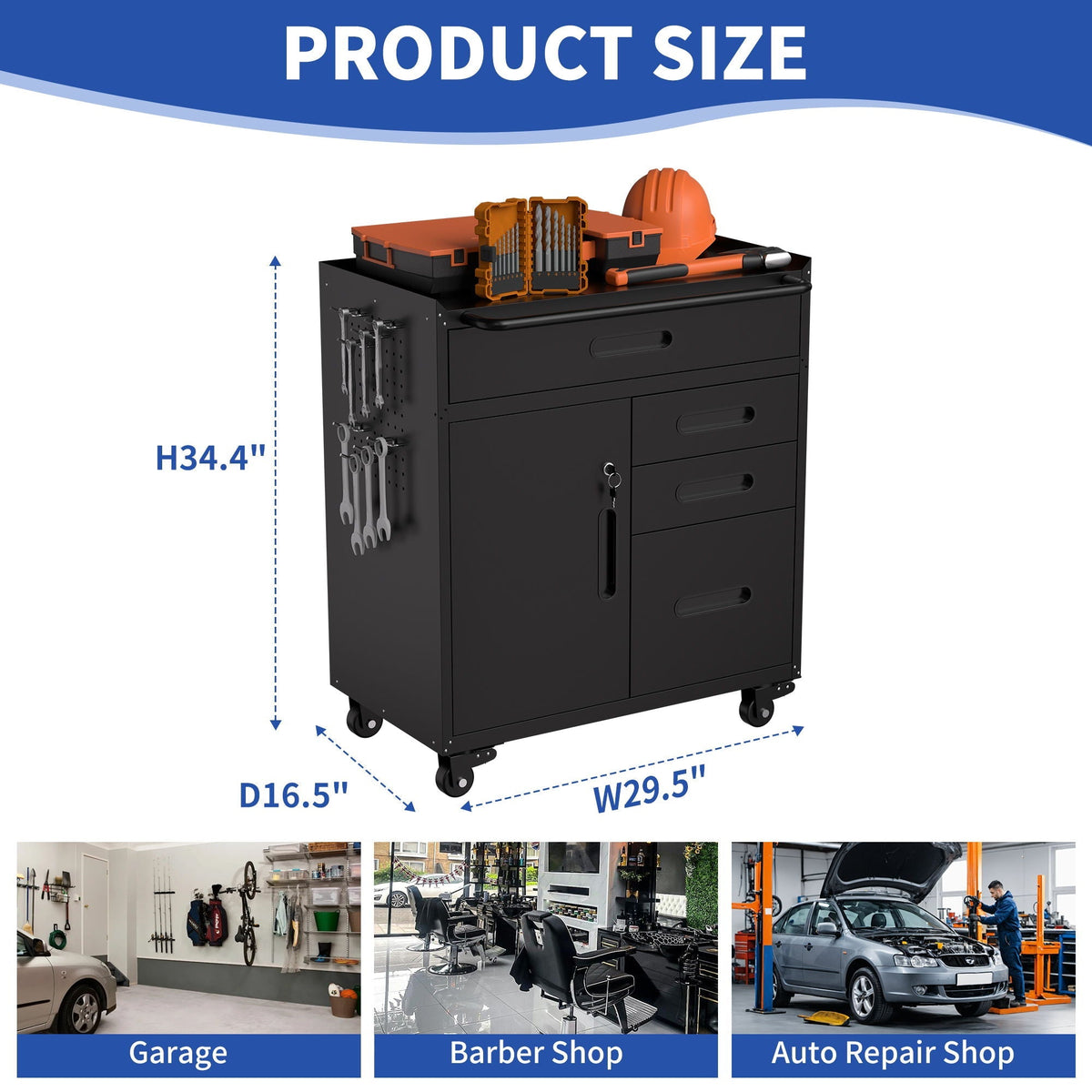 Heavy-Duty Rolling Tool Cabinet with Lockable Doors