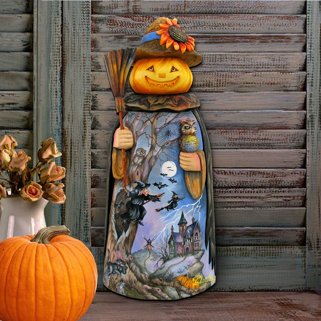 Scarecrow Pumpkin Head Halloween Door Decor by G. DeBrekht - Thanksgiving Halloween Decor - 8114180H
