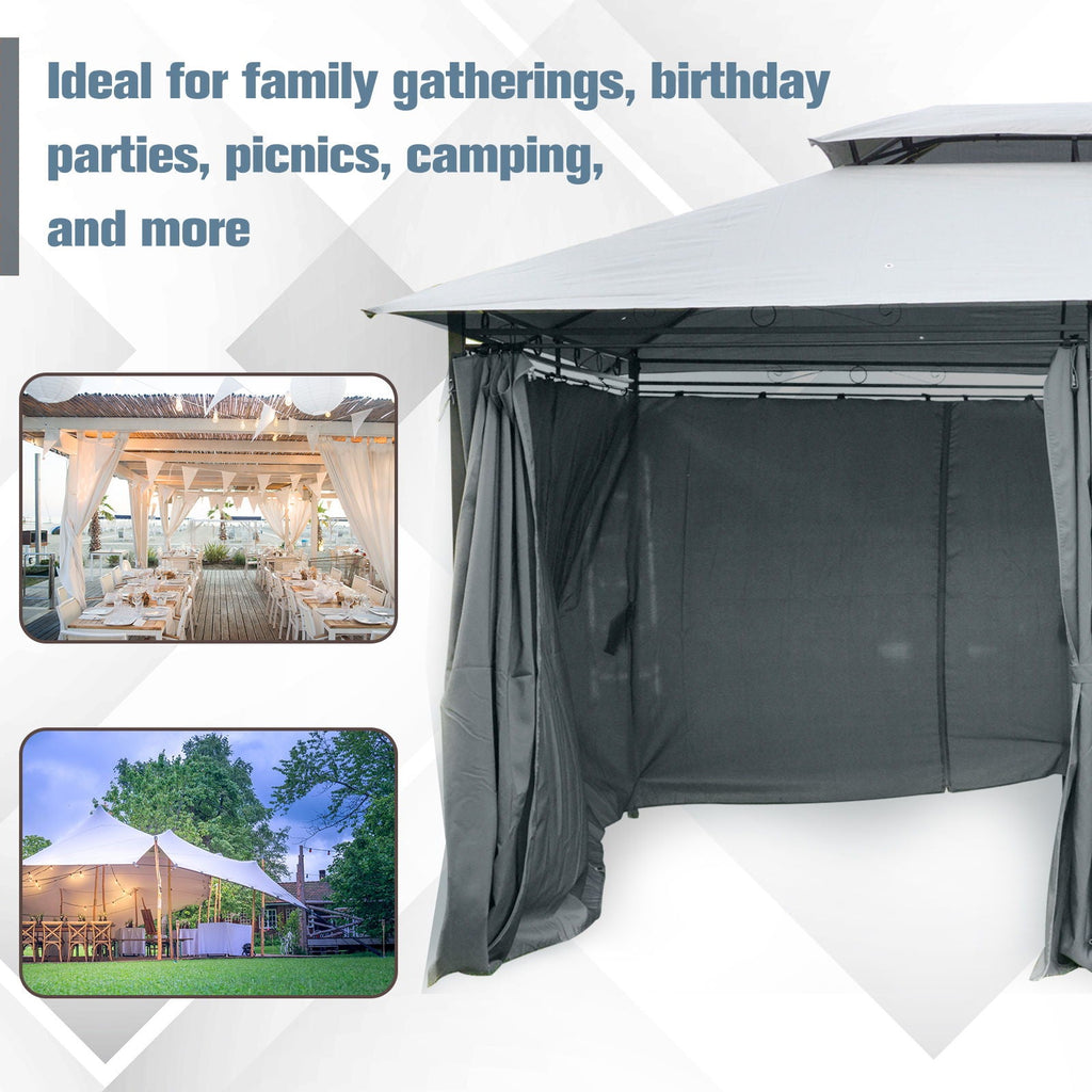 Outsunny Patio Gazebo with Curtains & Vented Roof – Sage Gray