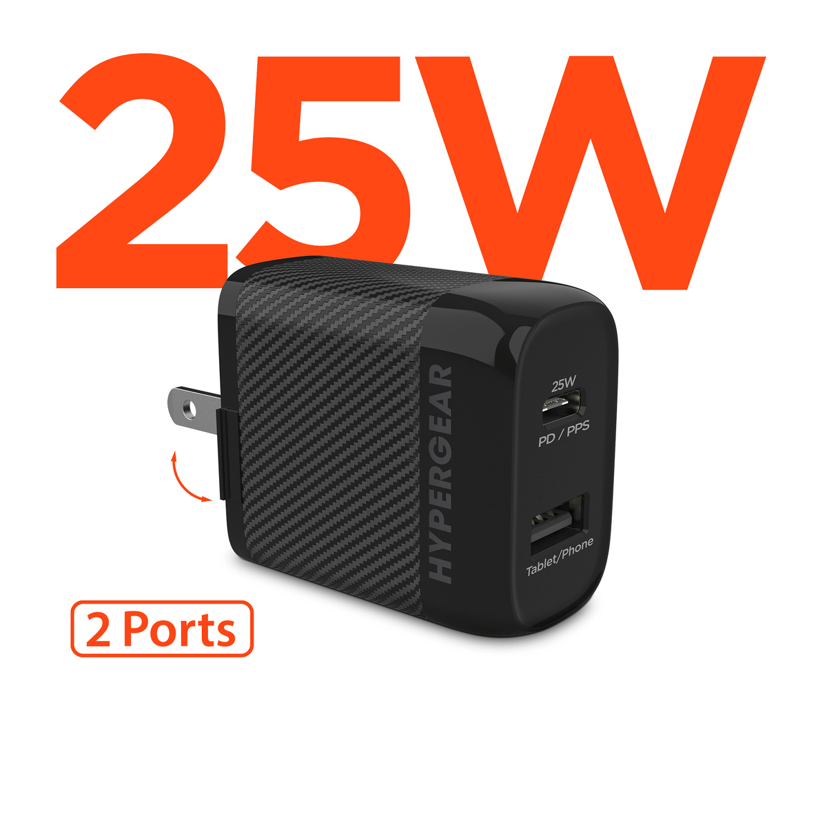 HyperGear SpeedBoost 25W USB-C + 12W USB Fast Wall Charger