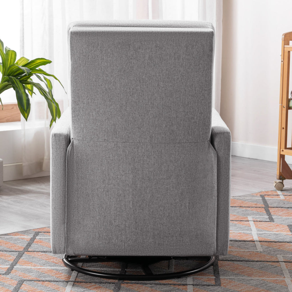 Modern Upholstered Swivel Glider Rocker Recliner – Gray