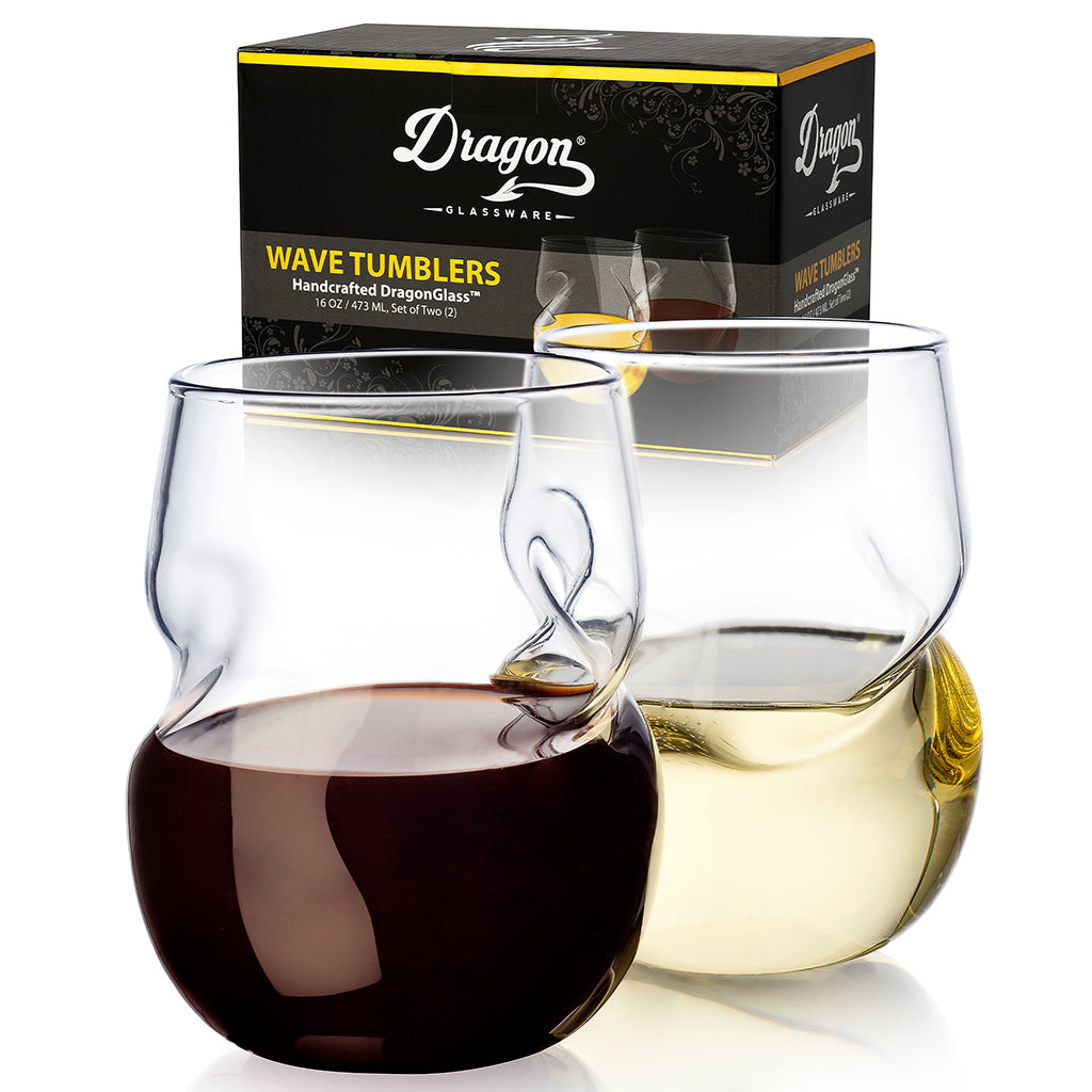 DRAGON GLASSWARE Stemless Wine Glasses – Set of 2