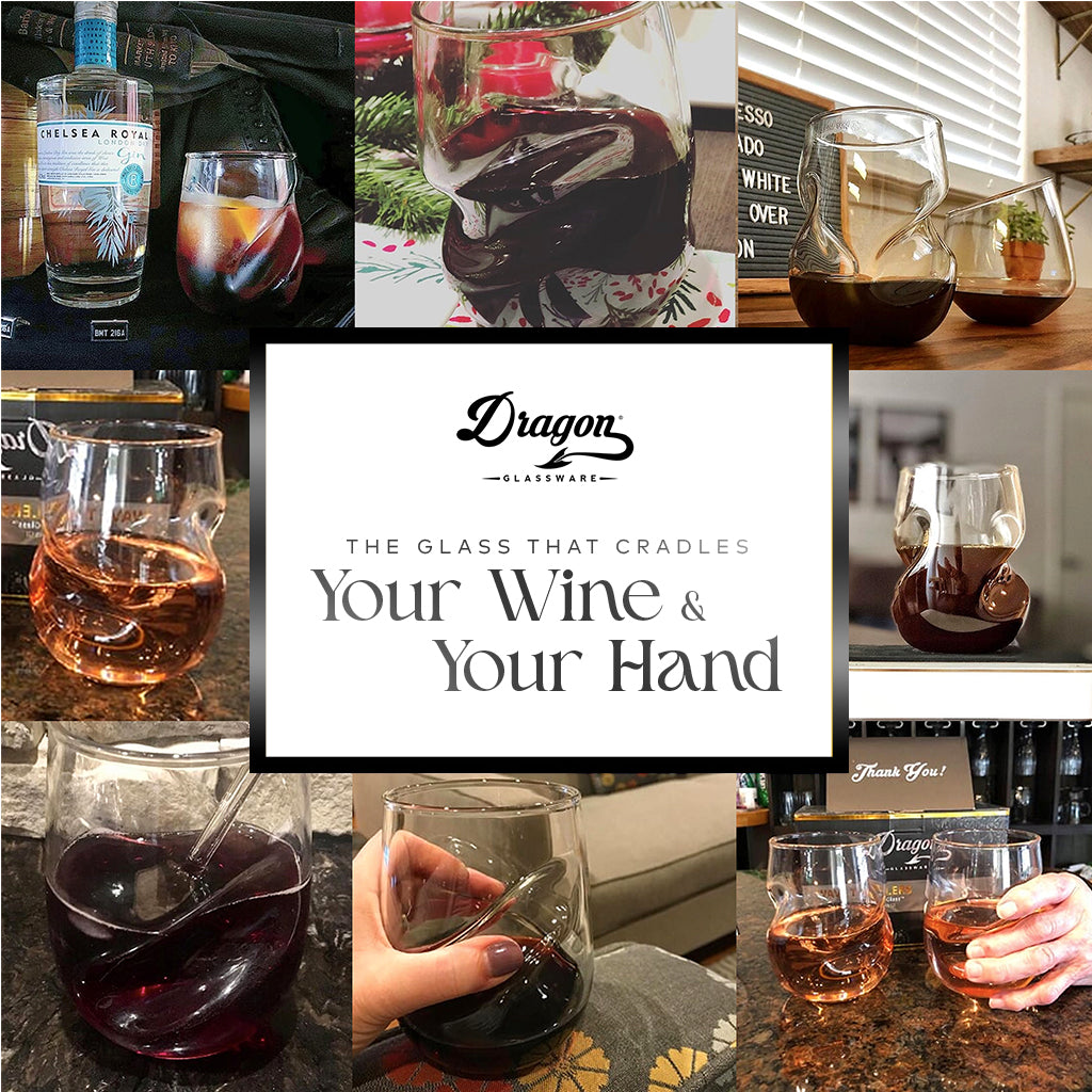 DRAGON GLASSWARE Stemless Wine Glasses – Set of 2