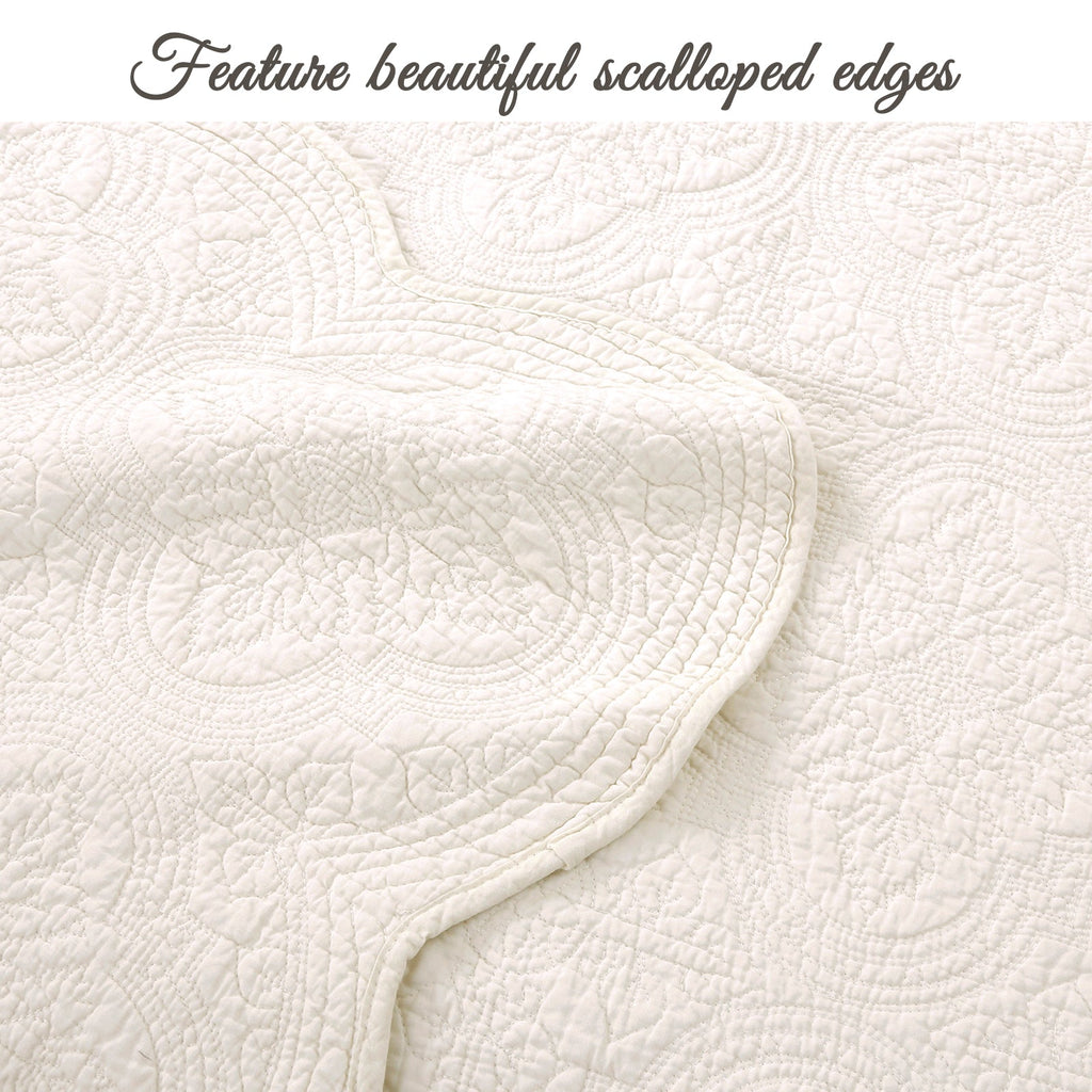 Serenity Ivory Reversible Cotton Quilt Set