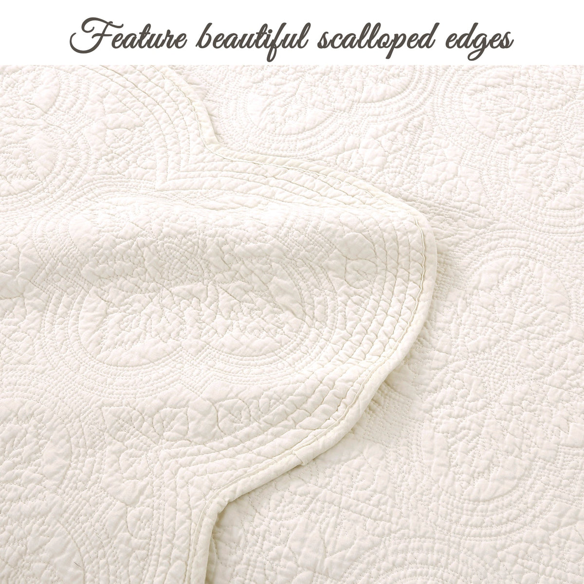 Serenity Ivory Reversible Cotton Quilt Set