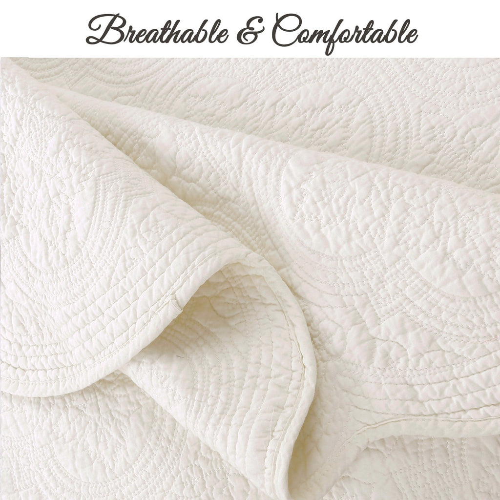 Serenity Ivory Reversible Cotton Quilt Set