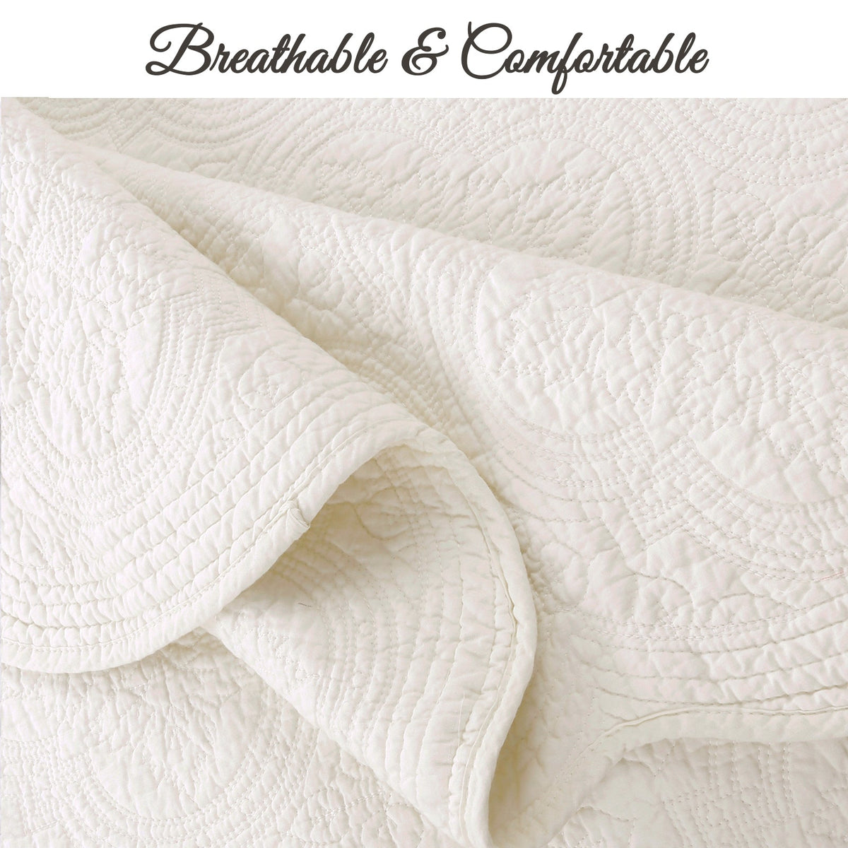 Serenity Ivory Reversible Cotton Quilt Set